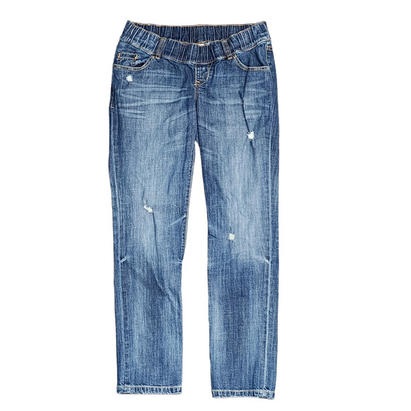 Old Navy Jeans Pull On Stretchy Distressed Elastic Waistband Blue Jeans Size 4 - Picture 1 of 10
